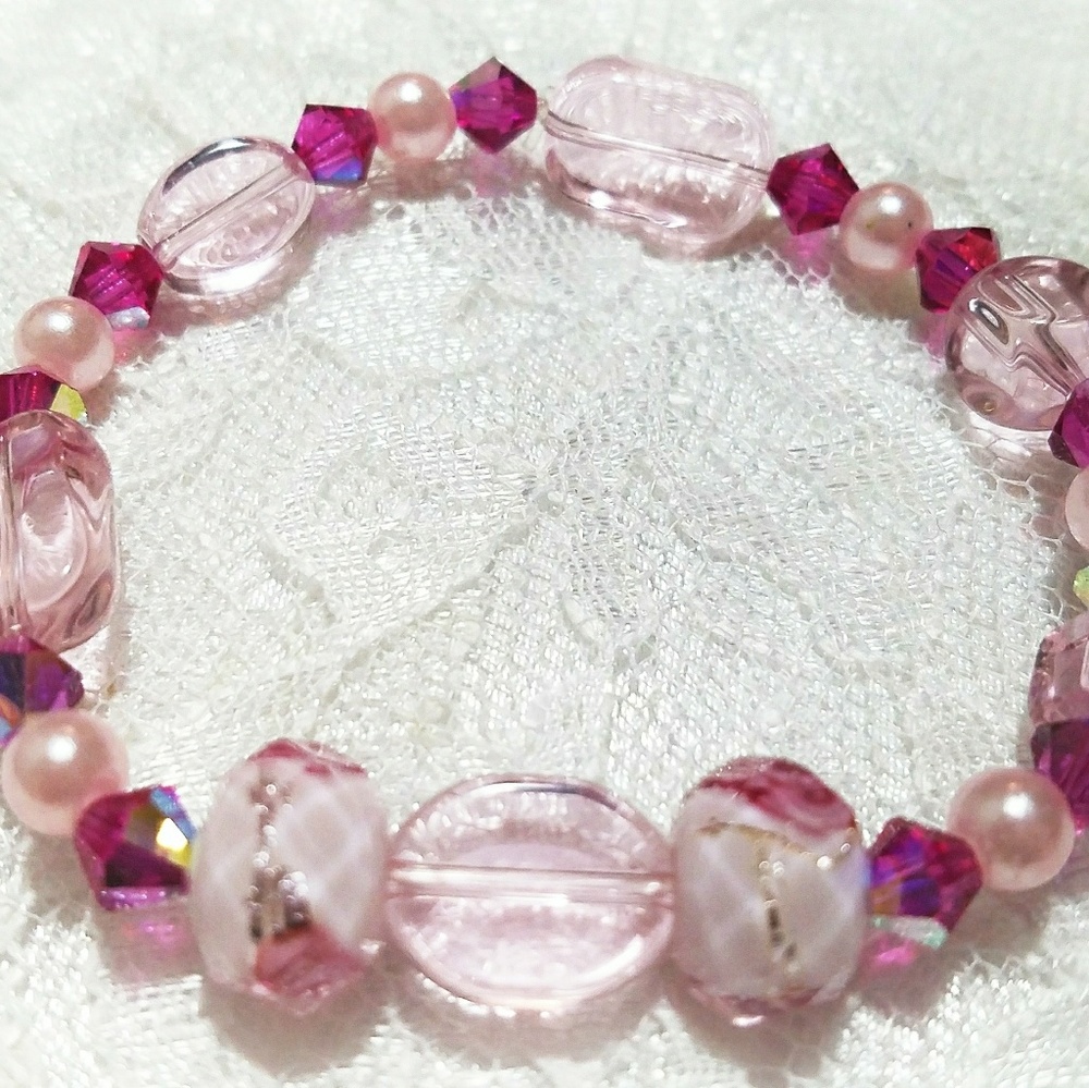 Pink rose bracelet